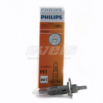 Лампа "PHILIPS" 12v H1 55W (P14.5s) Premium (+30% света) кор._