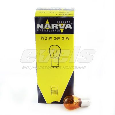 Лампа "NARVA" 24v 21W (BAU15s) оранж. /PY21W — основное фото